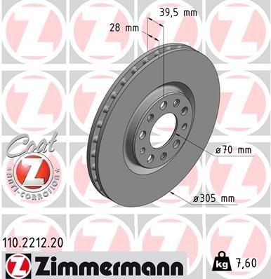 Bremseskive ZIMMERMANN 110.2212.20