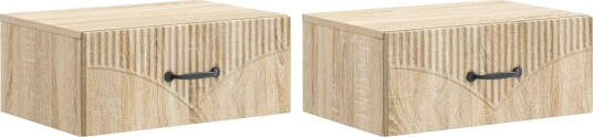  Vegghengt Nattbord med skuff 2 pcs Sonoma eik 49 x 34,5 x 20 cm