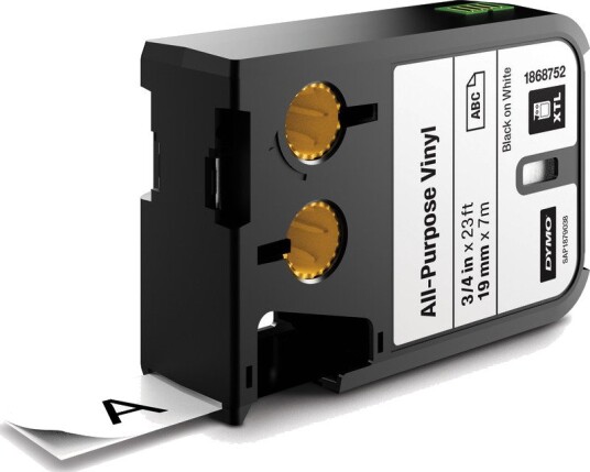 DYMO® XTL-tape, vinyl, 19 mm x 7 m, svart på hvitt