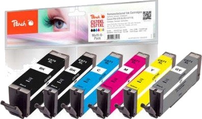 Peach 320525, Høyt (Xl) Utbytte, Sort, Cyan, 22 Ml, 11 Ml, 6 Stykker, Enkeltpakke