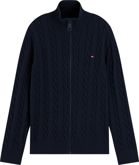 Tommy Hilfiger Cardigan - Strikk - Kabel - Dark BlåBLÅ - Tommy Hilfiger - 6 år (116) - Cardigan Marineblå