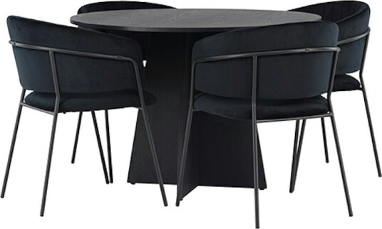 Venture Home Spisegruppe Venture Home Bootcut Ø110 cm med 4 stk Selma Stoler GR23790
