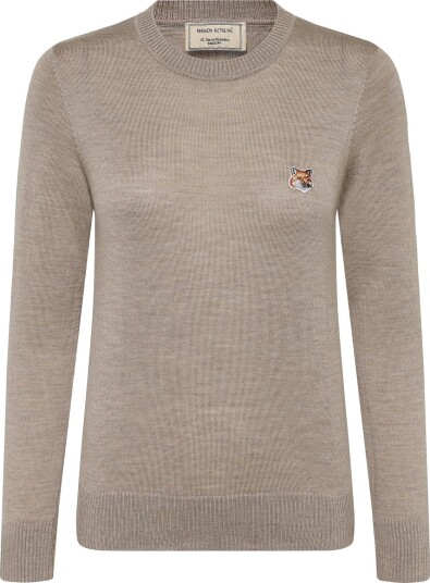 Maison Kitsune Merinos R Neck Pullover Fox Head Patch Beige L
