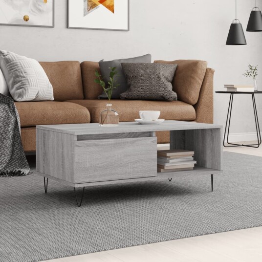 Salongbord grå sonoma 90x50x36,5 cm konstruert tre 8721012109537 Salongbord grå sonoma 90x50x36,5 cm konstruert tre 8721012109537