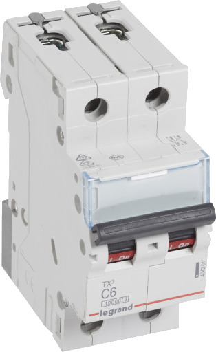 Legrand 5 stk TX³ MCB automatsikring C6 2P 2M 10/10KA