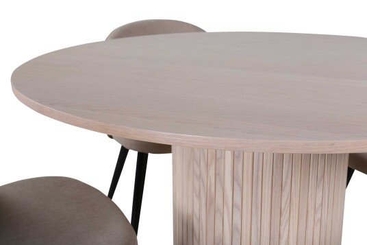 Venture Design Bianca & Velvet spisegruppe Beige/whitewash 4 stoler & bord 110 cm