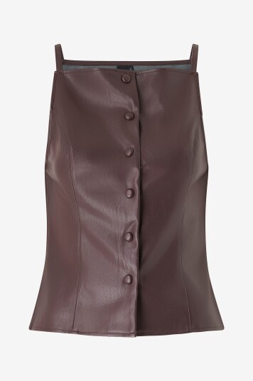 Gina Tricot Topp Buttoned PU Rød