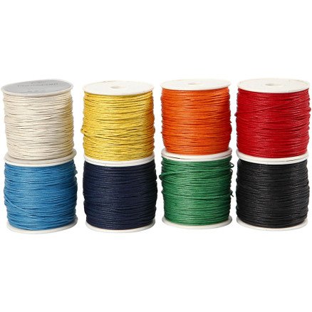 Diverse Bomullssnor tykkelse 1 mm Ass farger 8x40 m 1 pk