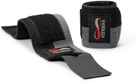 VITERNA Premium Reinforced Wrist Wraps 33 cm, svart/grå håndleddstøtte