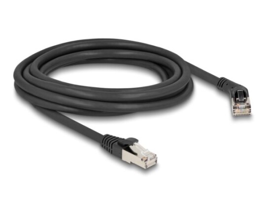 Delock Rj45 Nettverkskabel Cat.6A S/Ftp-Plugg 45° Vinklet Til Høyre Til Rett Plugg 3 M Svart