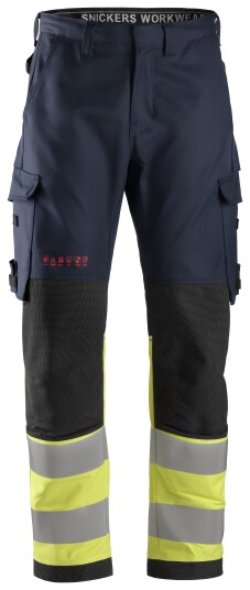 Snickers Workwear 6363 ProtecWork Arbeidsbukse varsel, gul/marineblå 46, Klær