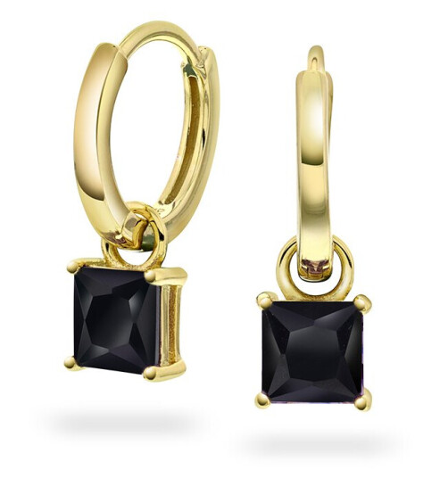 Pan Jewelry, Øreringer i forgylt sølv med sort zirkonia