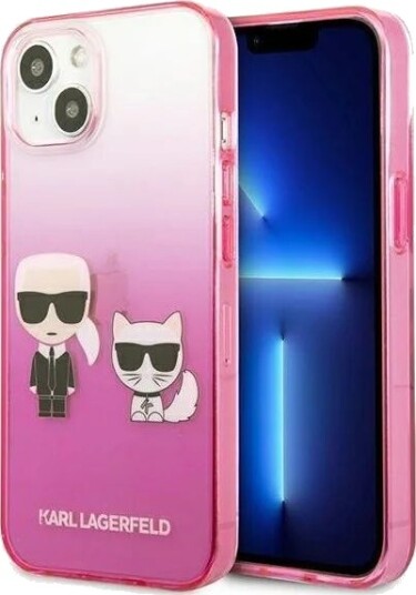Karl Lagerfeld Gradient Ikonik Karl&Choupette Case for iPhone 13 mini Pink