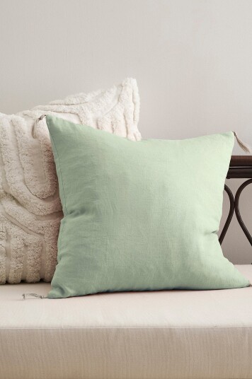 Ellos Home Putetrekk Candice Tassel i vasket lin 50x50 cm Grønn