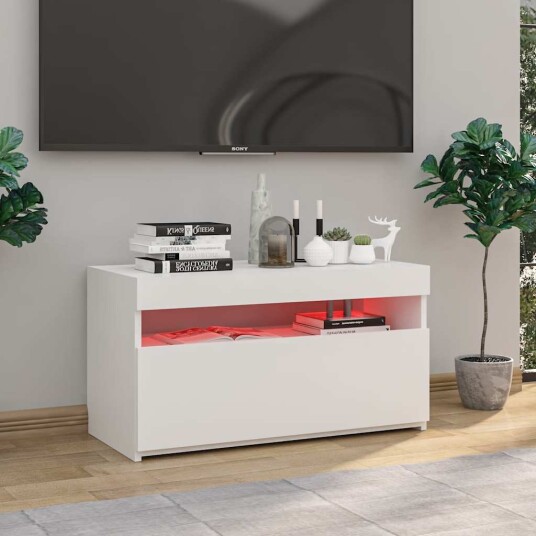 vidaXL TV-benk med LED-lys hvit 75x35x40 cm vidaXL TV-benk med LED-lys hvit 75x35x40 cm