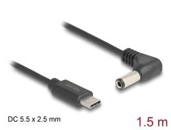 Delock USB Type c Power Cable To DC 5.5 X 2.5 Mm Male Angled 1.5 M