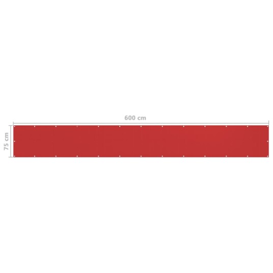 vidaXL Balkongskjerm rød 75x600 cm HDPE