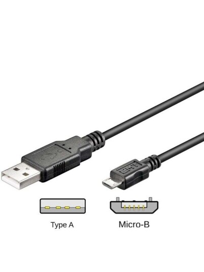 Pro USB-A til Micro USB 2.0 Kabel 0.15m Svart Pro USB-A til Micro USB 2.0 Kabel 0.15m Svart