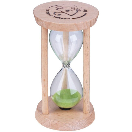 Timeglass 3 Minutes Wood Håndlaget GRØNN