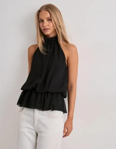 Nelly Svart Puffy Frill Top