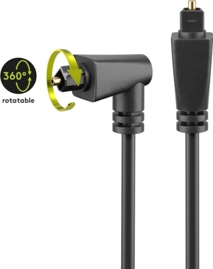 Pro Toslink kabel 2 m Vinklet Han-Han Optisk Sort Pro Toslink kabel 2 m Vinklet Han-Han Optisk Sort