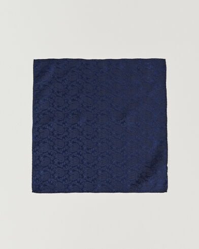 Amanda Christensen Tonal Paisley Silk Pocket Square Navy