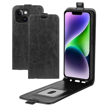 iPhone 15 Vertikalt flippdeksel med kortlomme svart