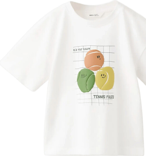 Mango Printed Cotton Blend T Shirt   White   12 18M