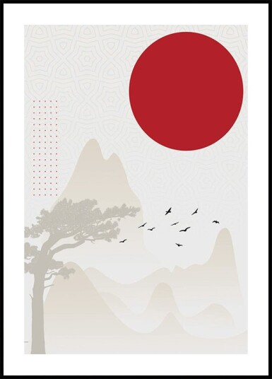 Posterbox Red Sun Landscape Plakat Plakat / 40x50cm