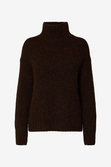Selected FEMME - Pullover slfGabriella LS Knit High Neck - Brun XS