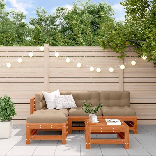Hage lounge sett 5 pcs VoksBrun Massiv furu