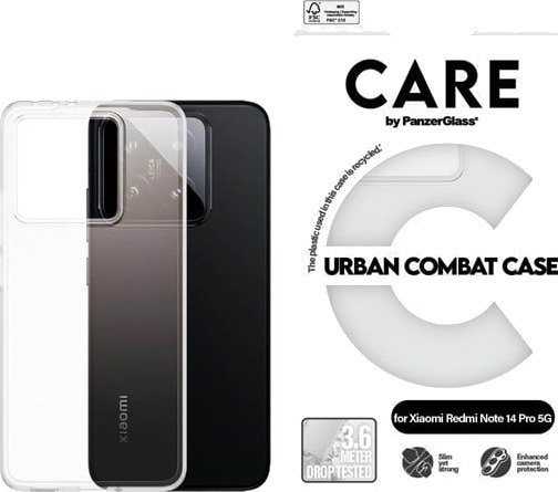 CARE by PanzerGlass Flagship Case Transparent Urban Combat w. Clear Frame Xiaomi Redmi Note 14 Pro | 14 Pro+ 5G
