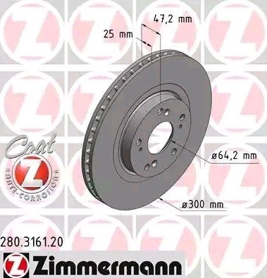 ZIMMERMANN 280.3161.20 Bremseskive ZIMMERMANN 280.3161.20 Bremseskive