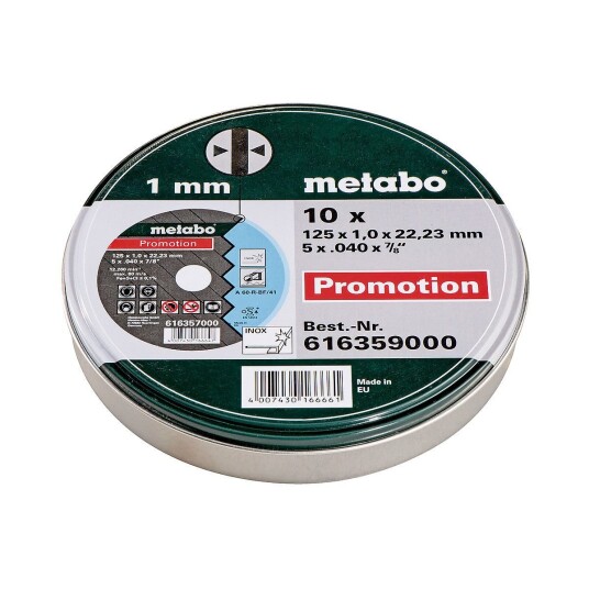 Metabo Kappeskive 125 mm 10-pakning for Rustfritt Stål og Metall Metabo Kappeskive 125 mm 10-pakning for Rustfritt Stål og Metall