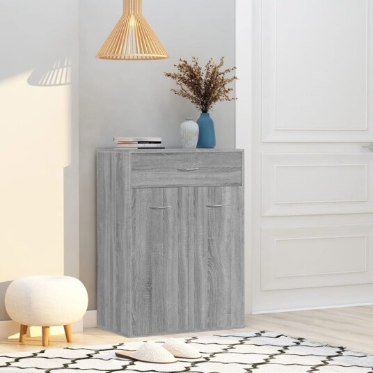 vidaXL Skoskap gr? sonoma 60x35x84 cm konstruert tre