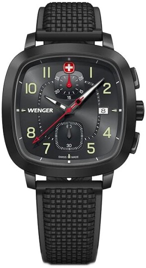 Wenger Herreklokke 01.1933.114 Vintage Sort/Gummi