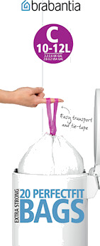 Søppelposer C, 10-12 Ltr (20 poser/rulle) White