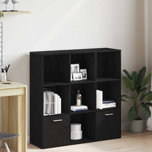 Bokhylle svart eik 98x29x97,5 cm konstruert tre