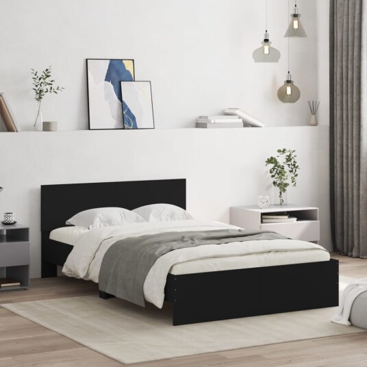 vidaXL Sengeramme med hodegavl svart 120x200 cm 8721012247086
