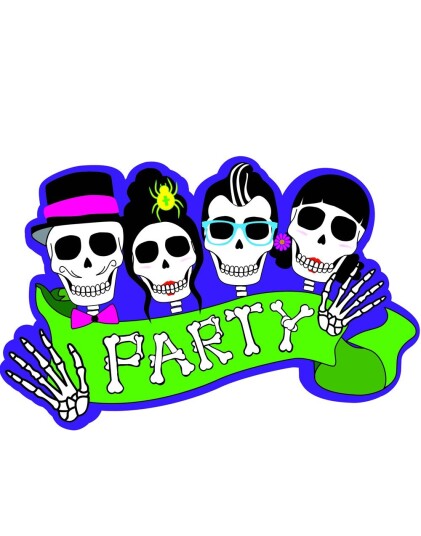 Party Skulls 40x60 cm Pappdekorasjon Day of the Dead