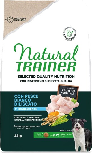 Natural Trainer Tørrfôr Adult Selected Quality Nutrition Medium & Maxi Hvitfisk 2.5 kg