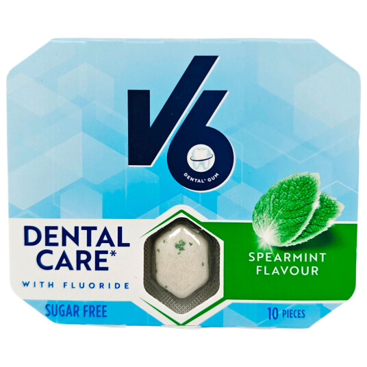 V6 Oral-B Spearmint tyggegummi med fluor 17g V6 Oral-B Spearmint tyggegummi med fluor 17g