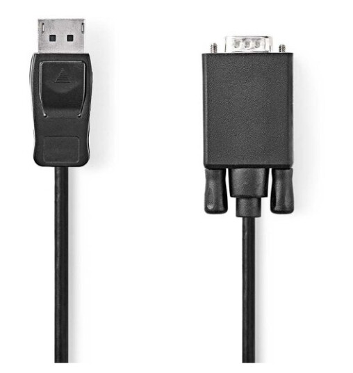 Nedis DisplayPort til VGA kabel 2m - Nikkelbelagt, 1080p, Svart Nedis DisplayPort til VGA kabel 2m - Nikkelbelagt, 1080p, Svart