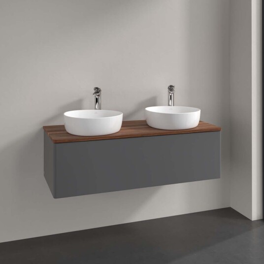 Villeroy & Boch Antao Servantskap med 1 skuff 120x50x36 cm u/lys Antrasitt/Valnøtt Villeroy & Boch Antao Servantskap med 1 skuff 120x50x36 cm u/lys Antrasitt/Valnøtt