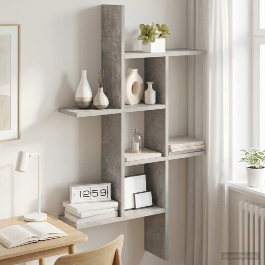 vidaXL Vegghylle Betonggrå 61 x 15 x 102 cm Konstruert tre