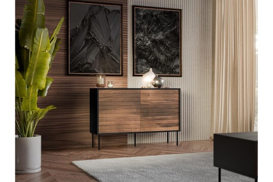 Kommode Soublet 120 cm   Svart/Valnøtt