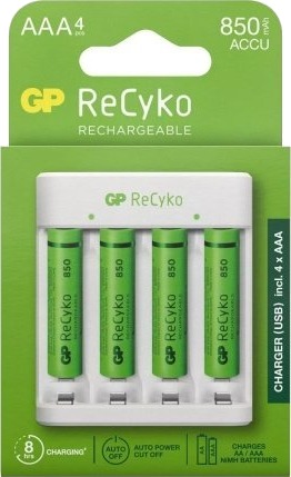GP ReCyko Standardlader m/4xAAA 850mAh