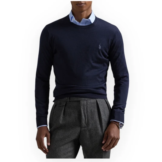 Polo Ralph Lauren Merino Crew Neck Pullover Hunter Navy Polo Ralph Lauren Merino Crew Neck Pullover Hunter Navy