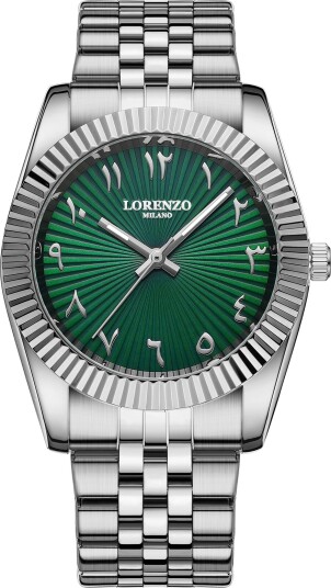 Lorenzo Starburst Arabic Silver Green Lorenzo Starburst Arabic Silver Green