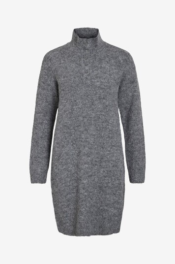 Vila Kjole viNynni Highneck L/S Knit Grå Vila Kjole viNynni Highneck L/S Knit Grå